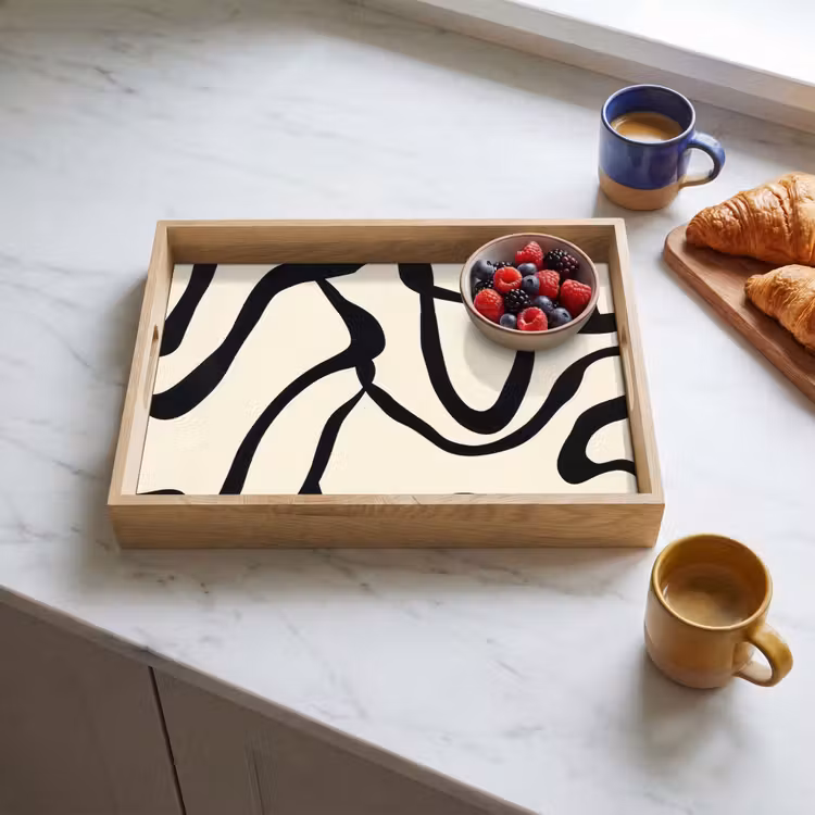 Bandeja - Abstracto - Líneas - Moderno - Beige — 3