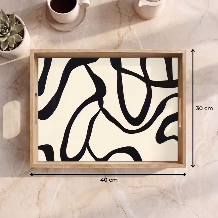 Bandeja - Abstracto - Líneas - Moderno - Beige — 7