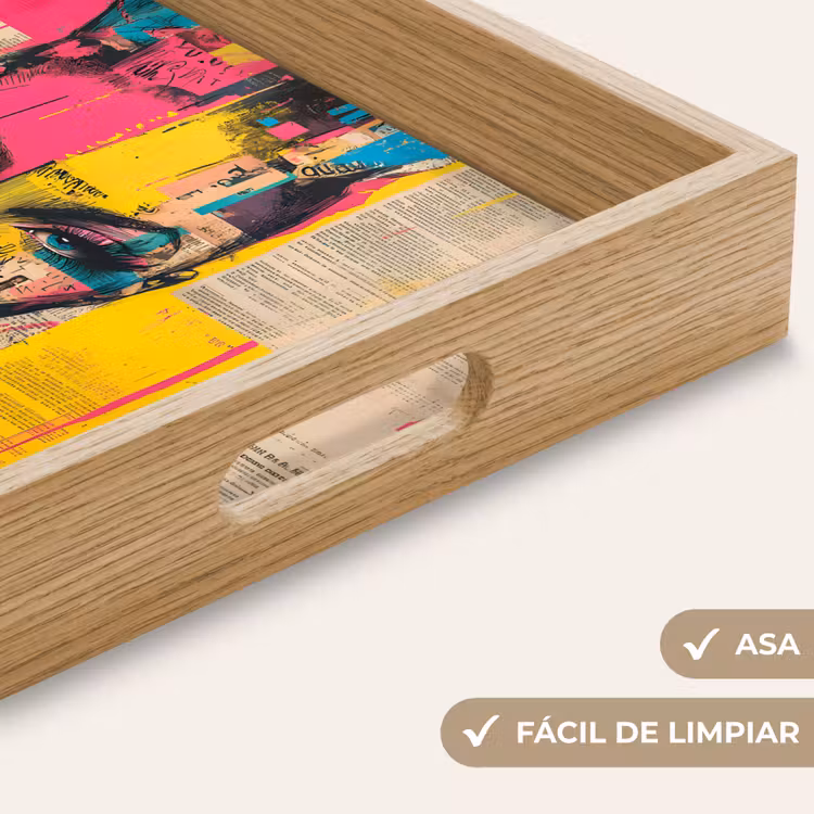 Bandeja - Cara de mujer - Papel de periódico - Abstracto - Rosa — 8