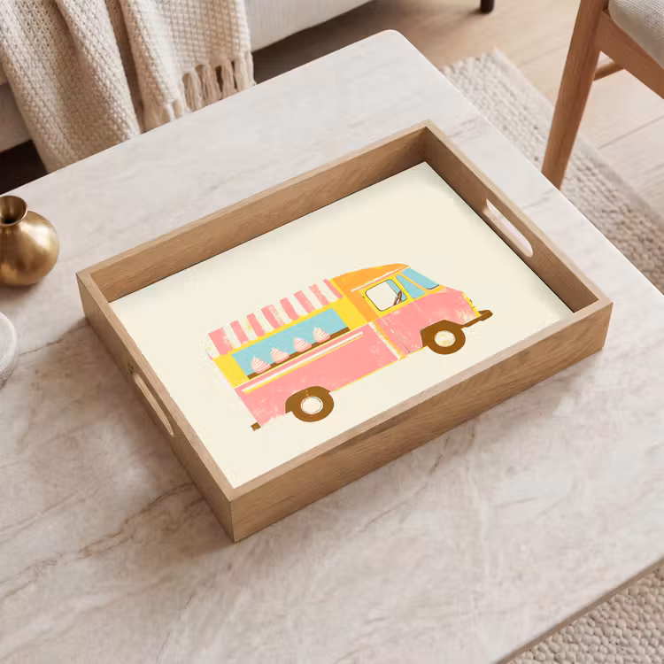 Bandeja - Carrito de helados - Retro - Helados suaves - Rosa — 2