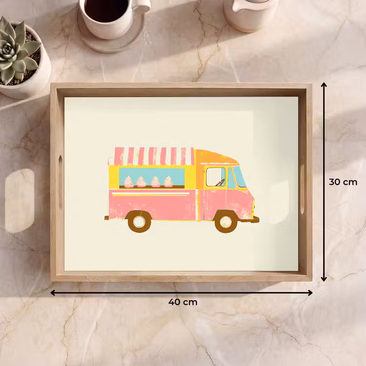 Bandeja - Carrito de helados - Retro - Helados suaves - Rosa — 7