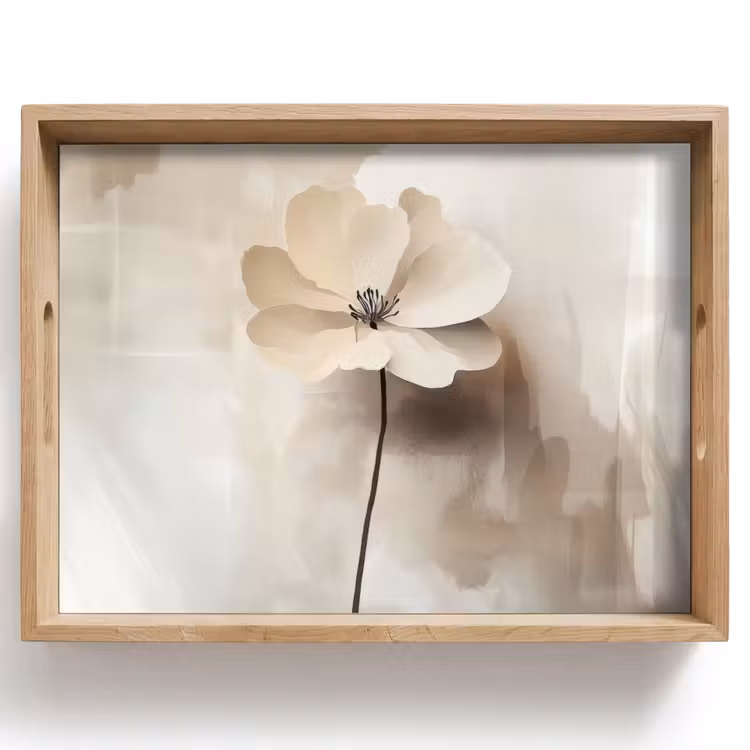 Bandeja - Flor - Beige - Pintura - Sombra — 1