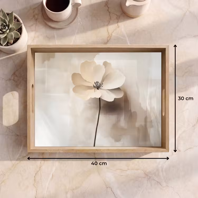 Bandeja - Flor - Beige - Pintura - Sombra — 7