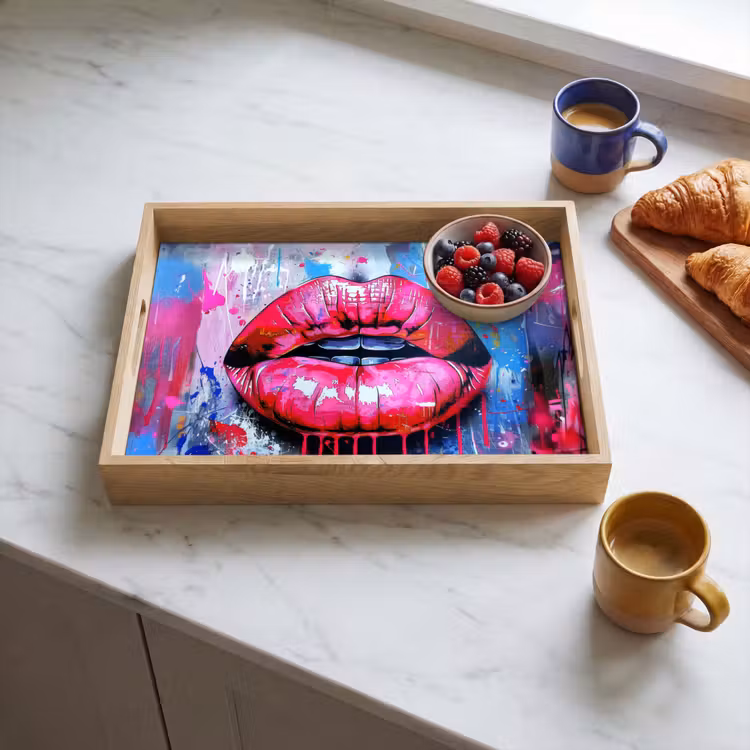 Bandeja - Graffiti - Labios - Rosa vivo - Pintados — 3
