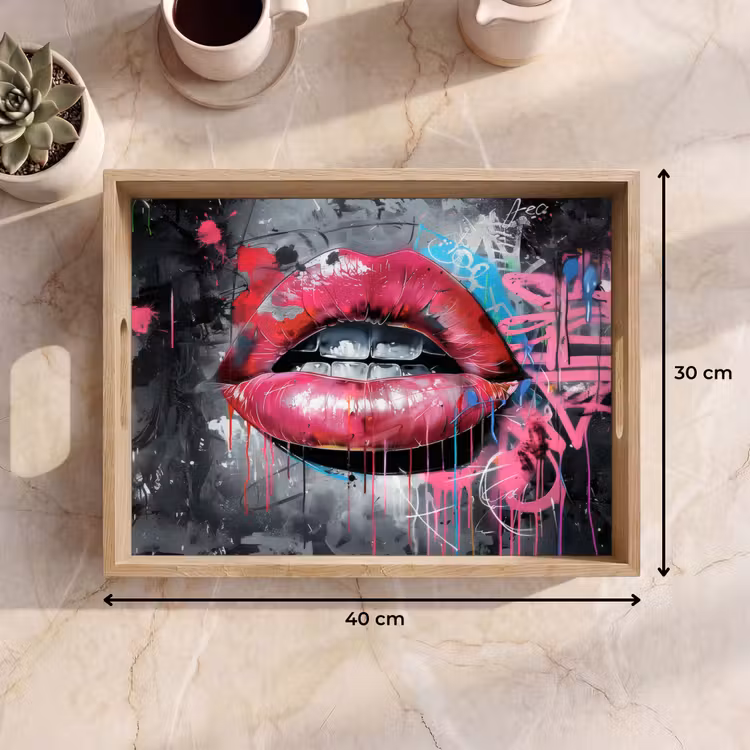 Bandeja - Labios - Rosa vivo - Graffiti - Rayas de pintura — 7