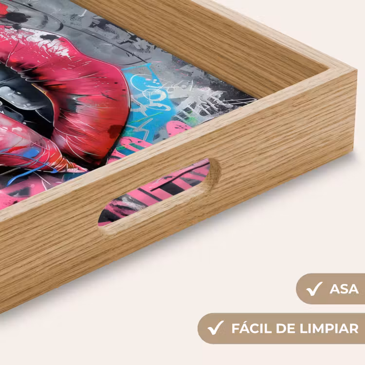Bandeja - Labios - Rosa vivo - Graffiti - Rayas de pintura — 8