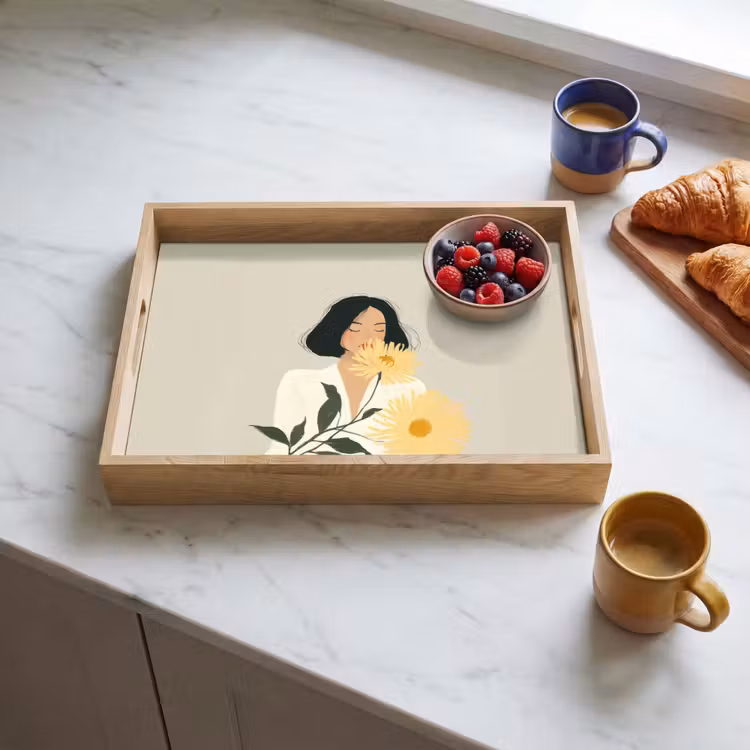 Bandeja - Mujer - Flor - Amarillo - Minimalista — 3