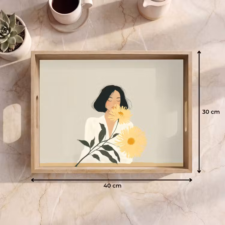 Bandeja - Mujer - Flor - Amarillo - Minimalista — 7