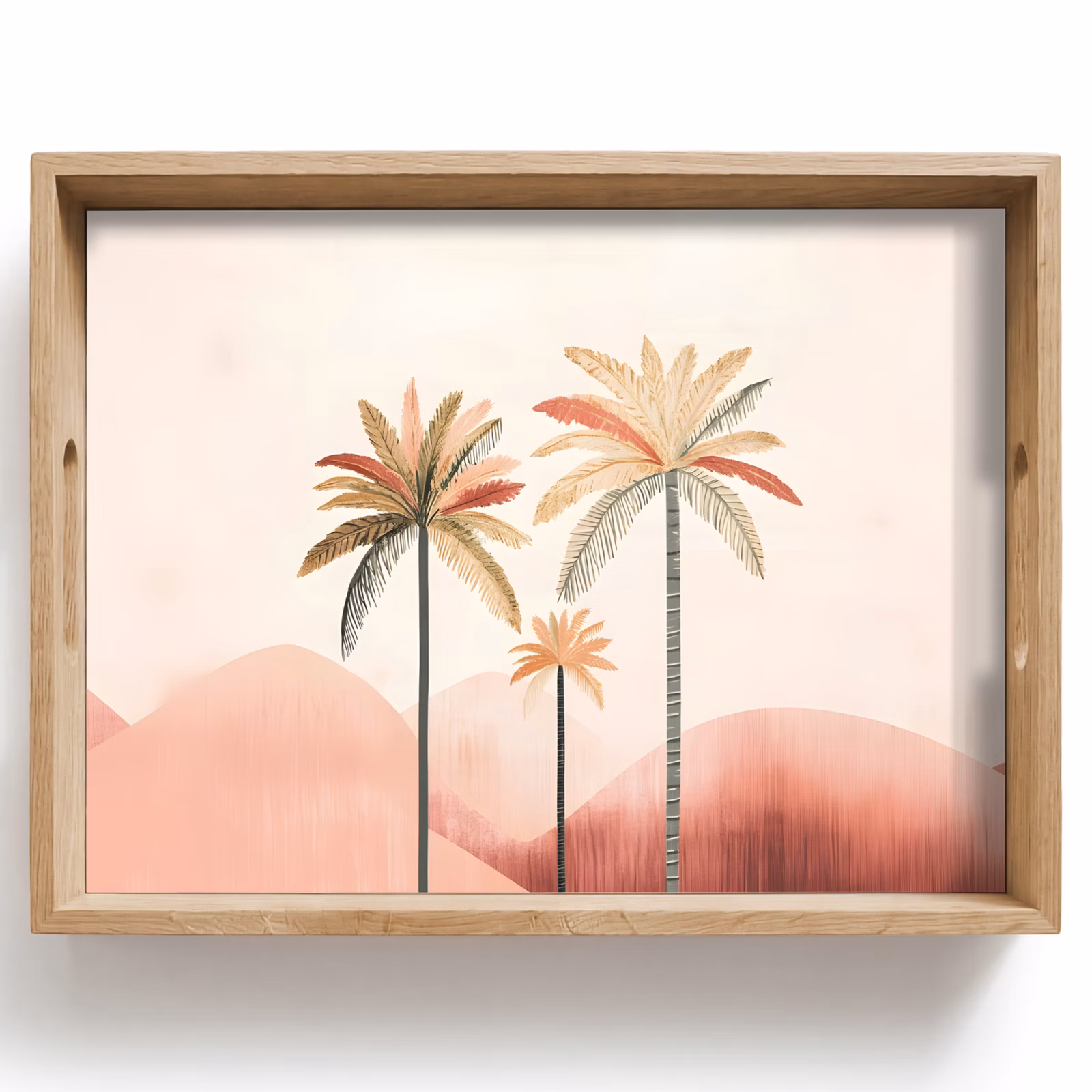 Bandeja - Palmeras - Colinas - Minimalista - Rosa suave — 1