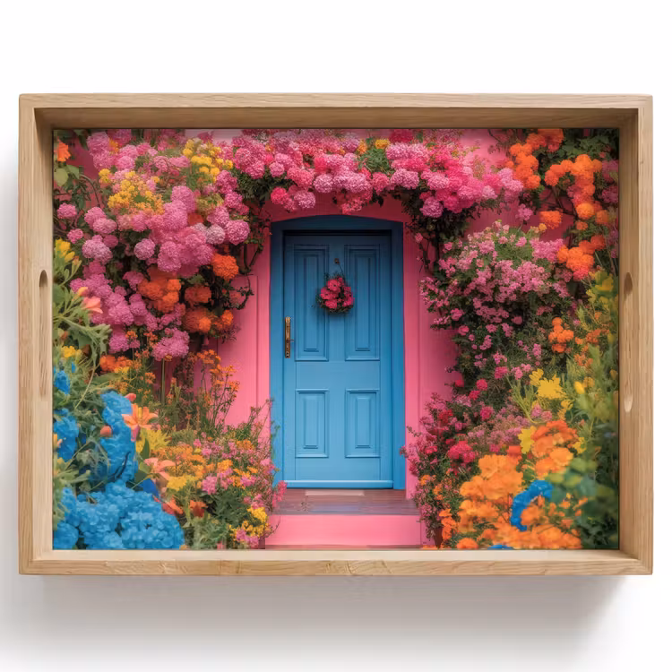 Bandeja - Flores - Puerta - Rosa — 1