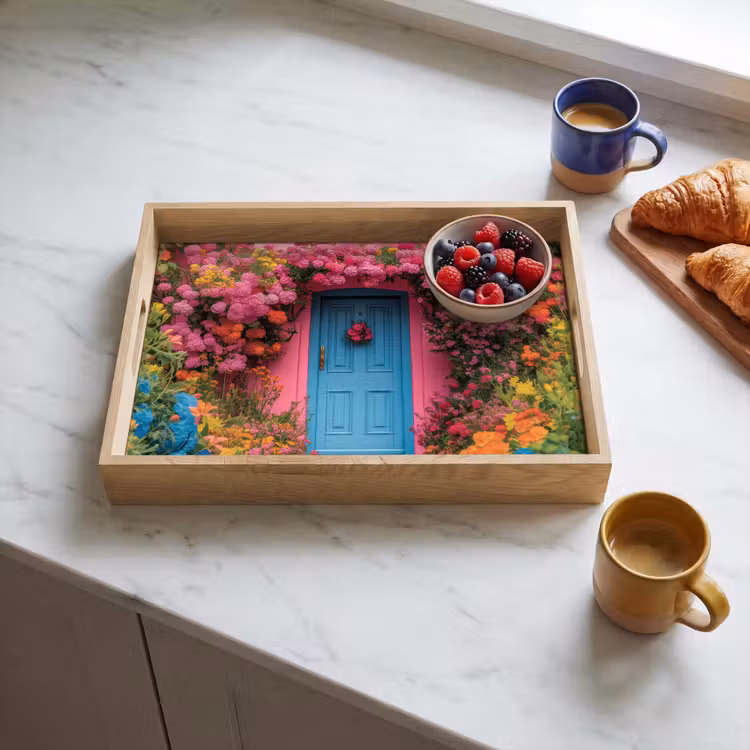 Bandeja - Flores - Puerta - Rosa — 3