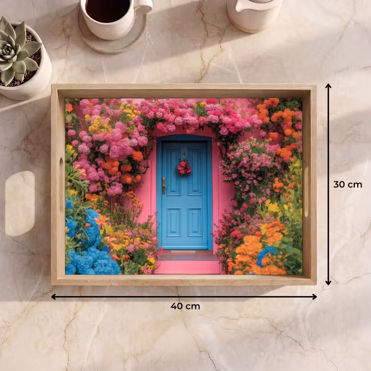 Bandeja - Flores - Puerta - Rosa — 7