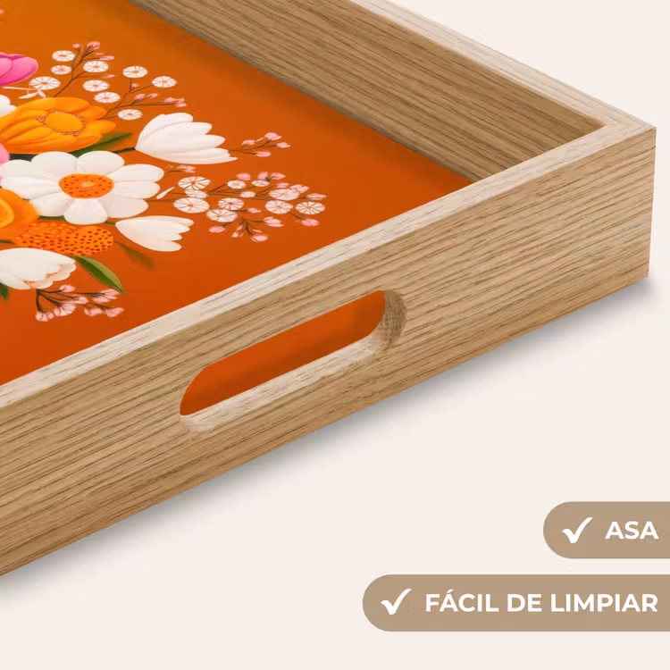 Bandeja - Jarrón - Flores - Naranja — 8