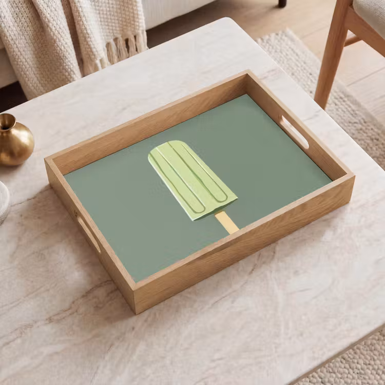 Bandeja - Verde - Helado de agua - Palo - Ilustración — 2