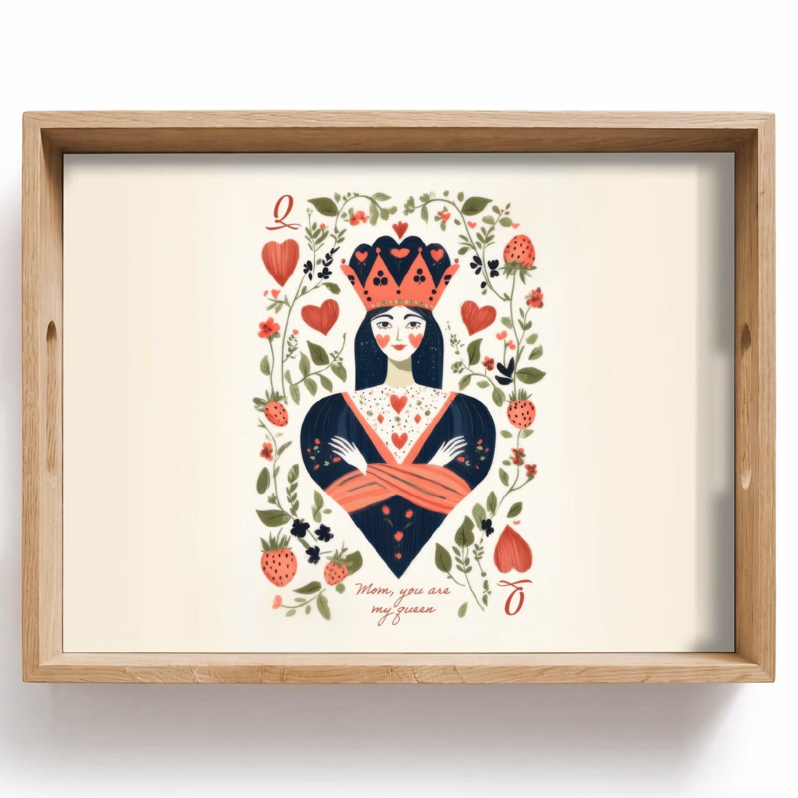 Bandeja - Naipes - Reina de Corazones - Flores - Corazones — 1