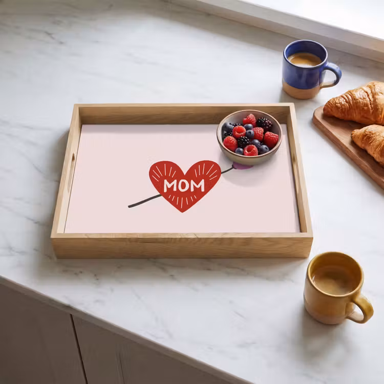 Bandeja - Corazón - Rojo - Flor - Madre — 3