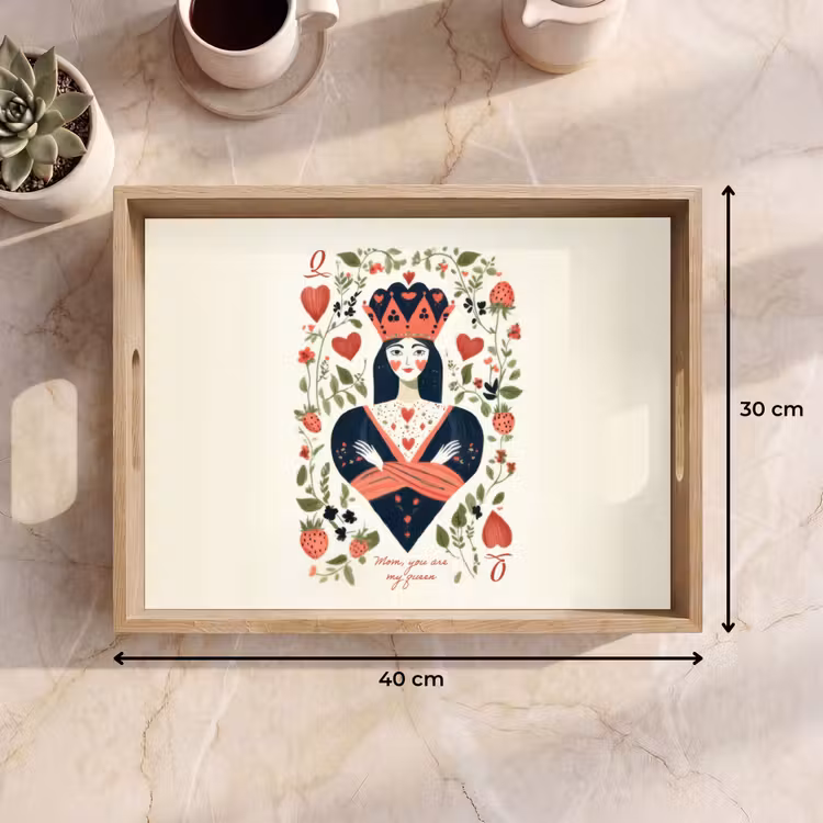 Bandeja - Naipes - Reina de Corazones - Flores - Corazones — 7