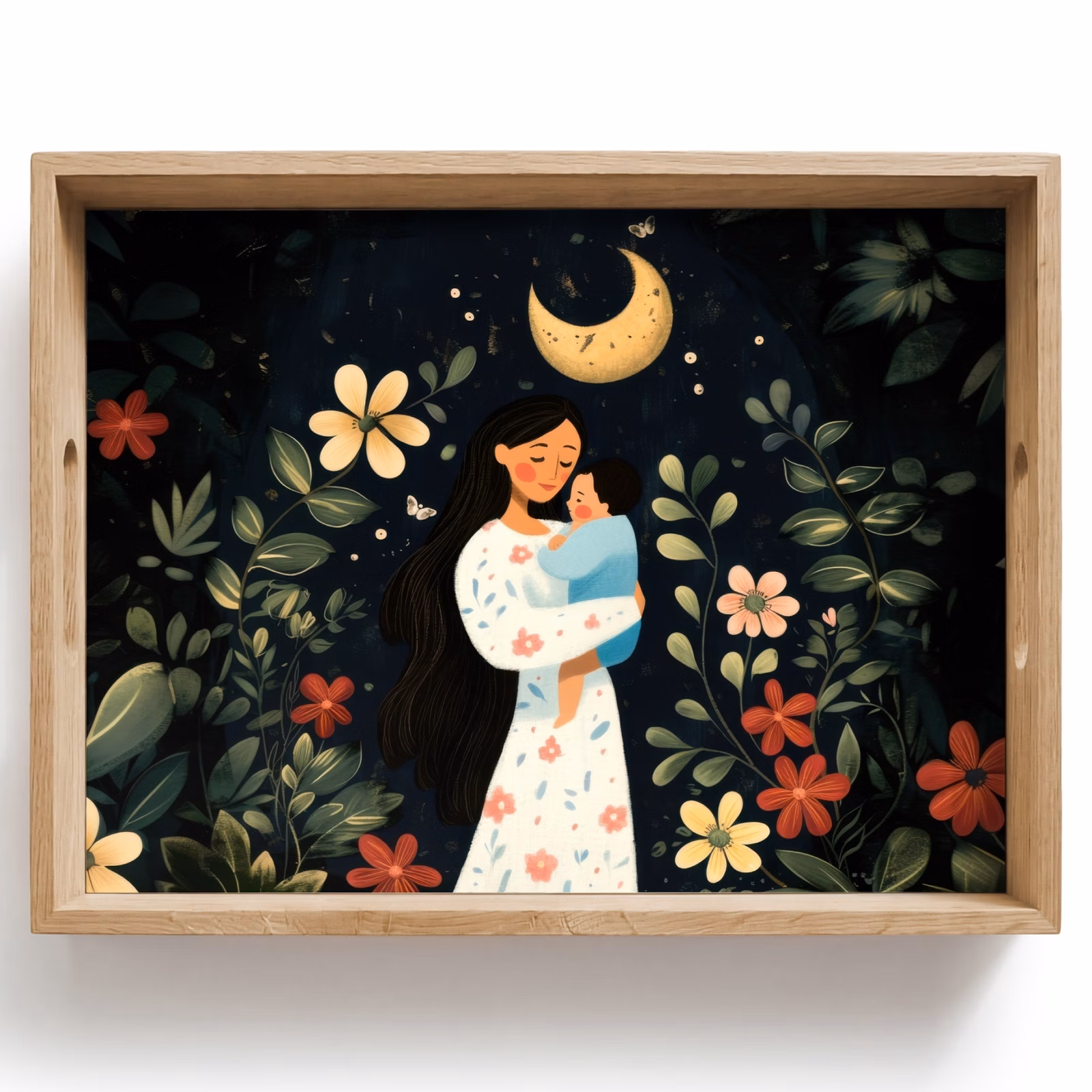 Bandeja - Madre - Niño - Colorido - Flores — 1