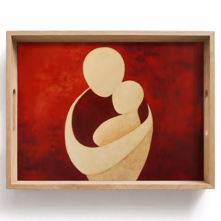 Bandeja - Abstracto - Madre - Niño - Rojo — 1