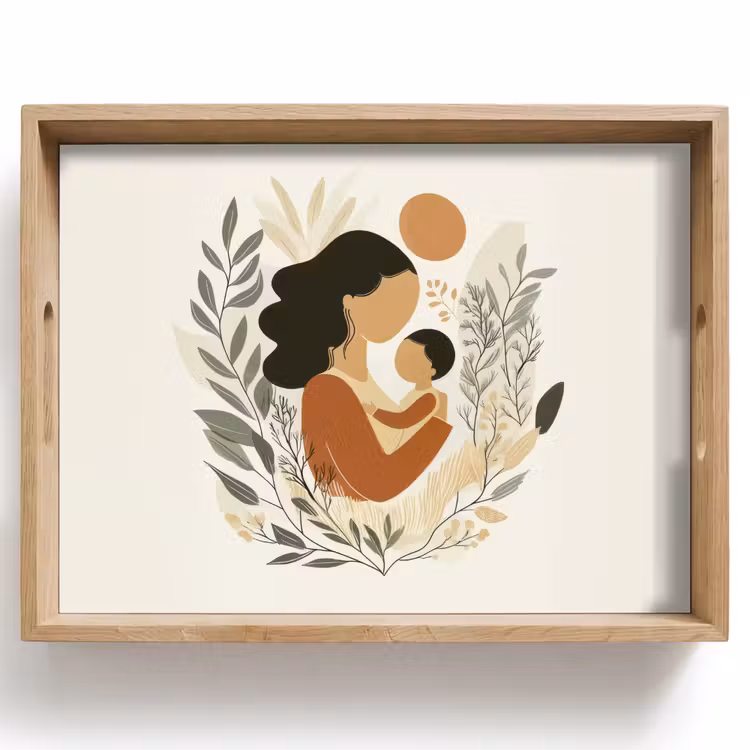 Bandeja - Ilustración - Madre - Hijo - Cariñoso — 1