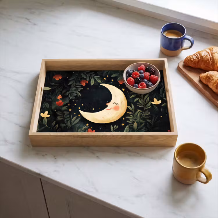 Bandeja - Luna - Flores - Cielo nocturno — 3