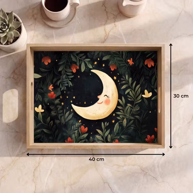 Bandeja - Luna - Flores - Cielo nocturno — 7