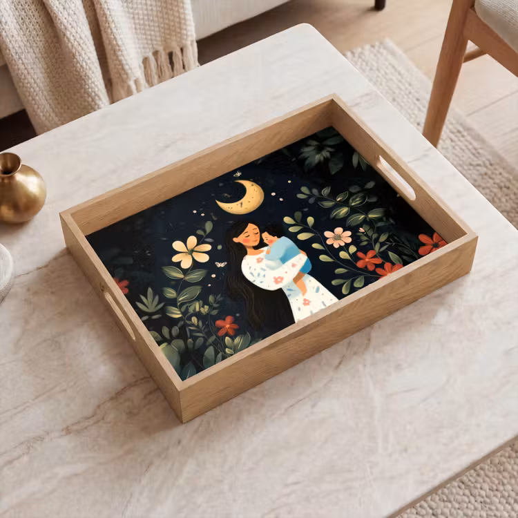 Bandeja - Madre - Niño - Colorido - Flores — 2