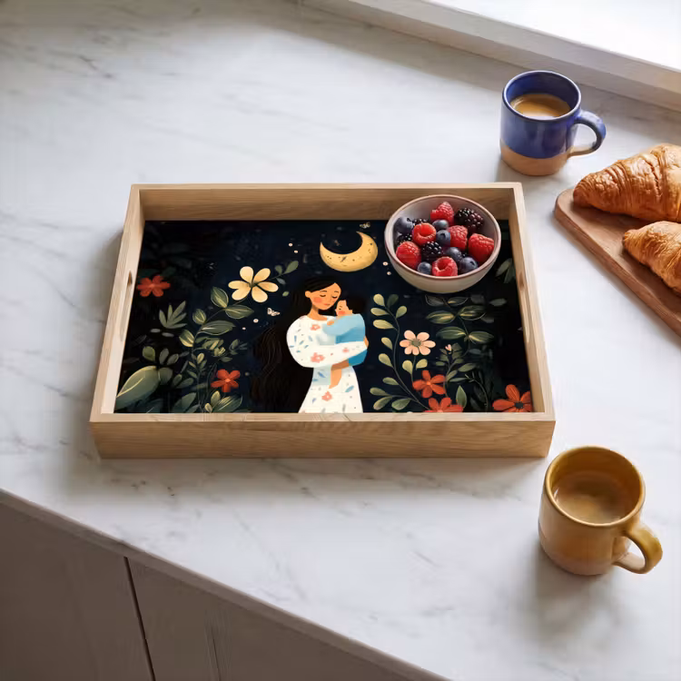 Bandeja - Madre - Niño - Colorido - Flores — 3