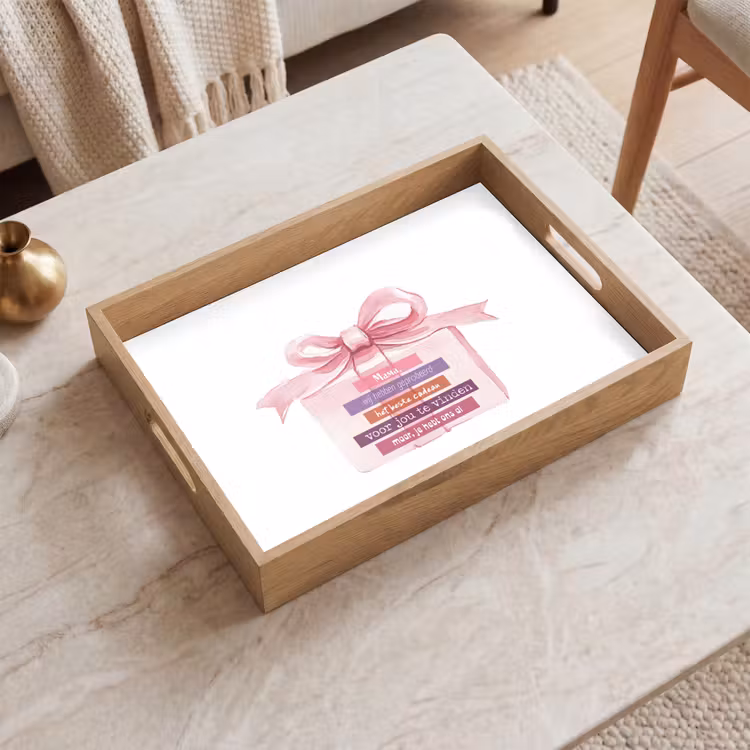 Bandeja - Regalo - Lazo - Texto - Rosa — 2