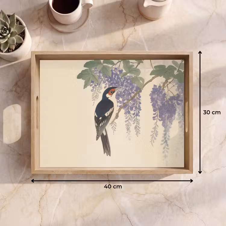 Bandeja - Pájaro carpintero - Flores - Morado — 7