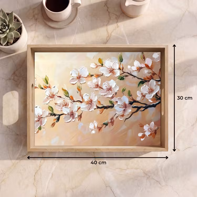 Bandeja - Ramas en flor - Pintoresco - Rosa — 7
