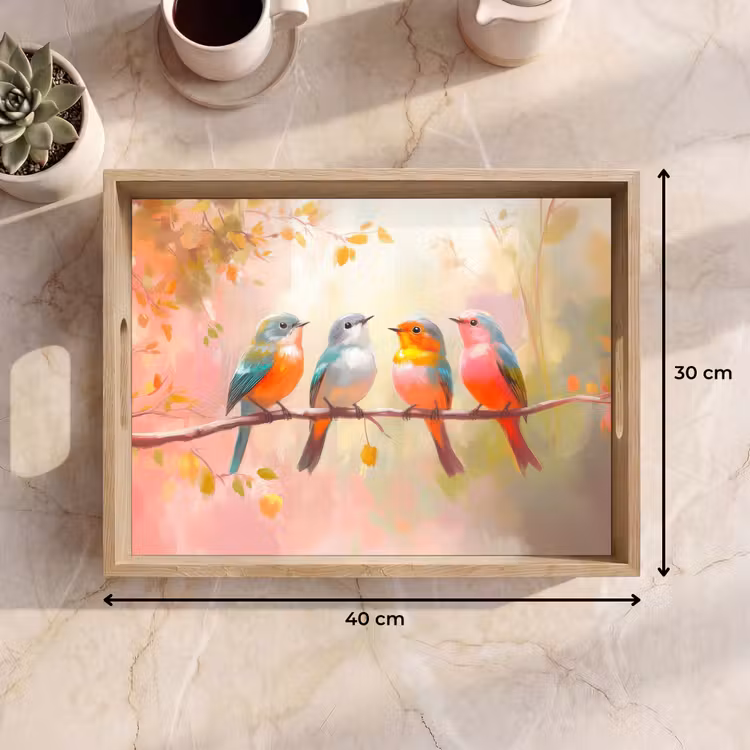 Bandeja - Pájaros - Colorido - Rama — 7
