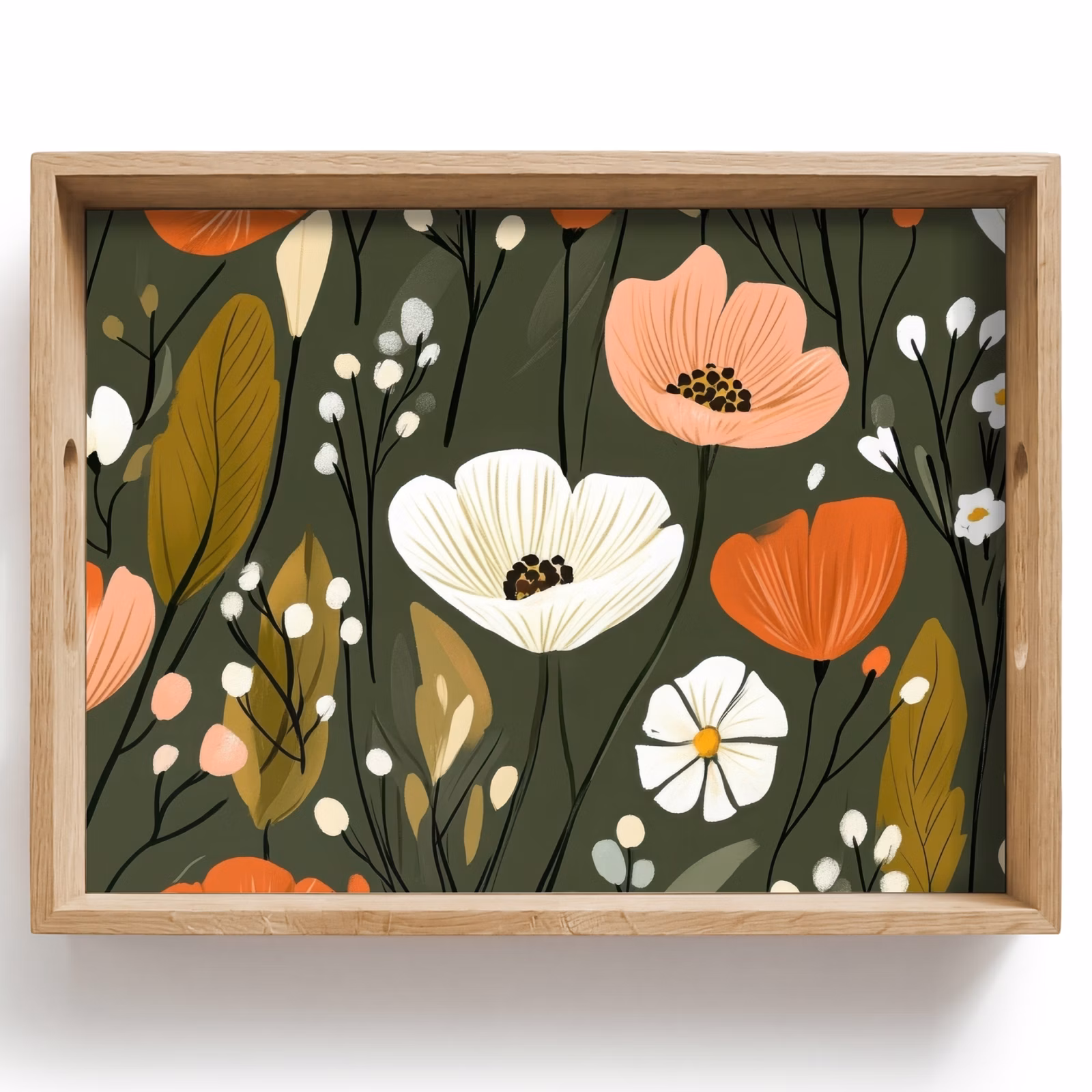 Bandeja - Flores - Ilustración - Verde — 1