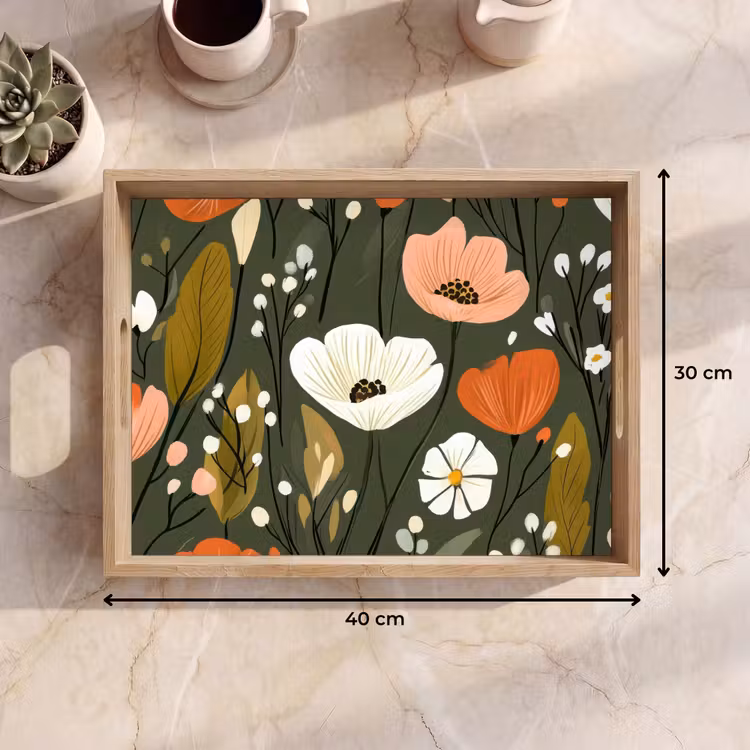 Bandeja - Flores - Ilustración - Verde — 7