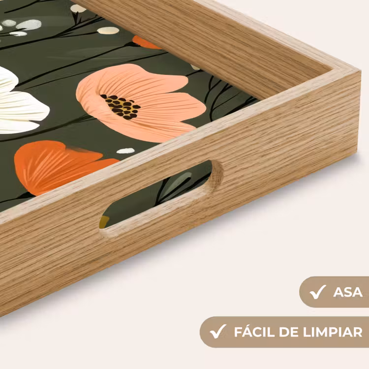 Bandeja - Flores - Ilustración - Verde — 8