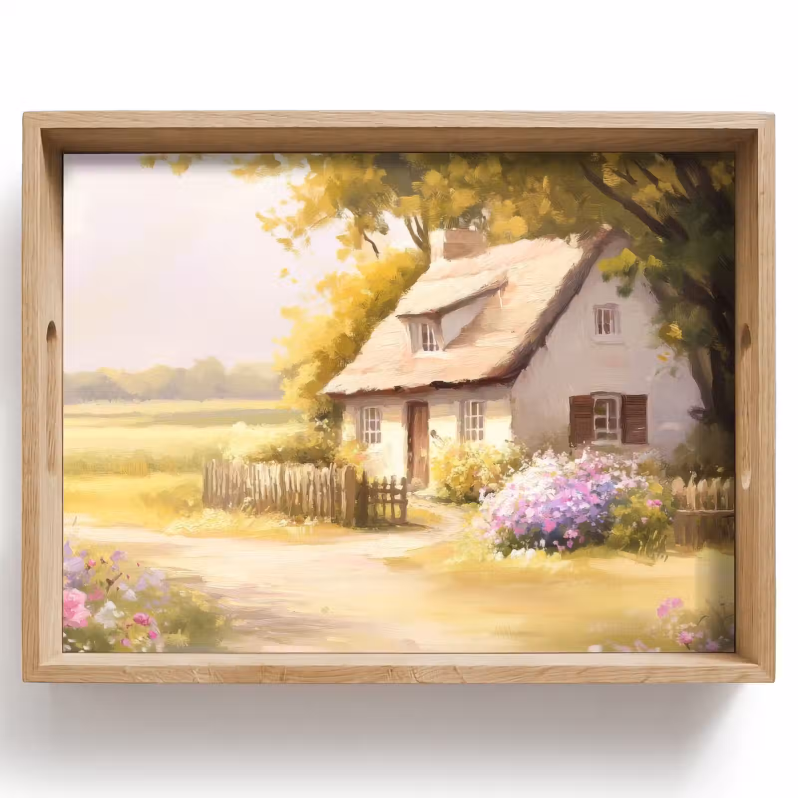 Bandeja - Cabaña - Madera - Flores — 1