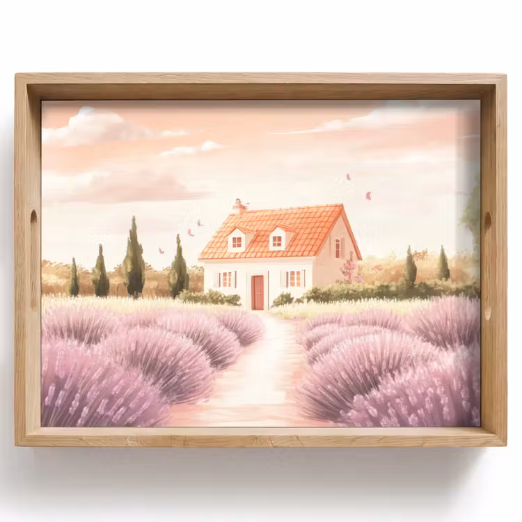 Bandeja - Campo de lavanda - Casa - Morado — 1