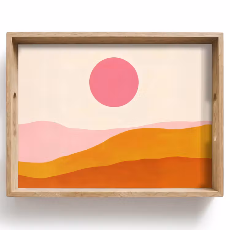 Bandeja - Sol - Colinas - Abstracto - Rosa — 1