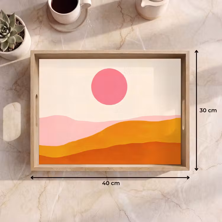 Bandeja - Sol - Colinas - Abstracto - Rosa — 7
