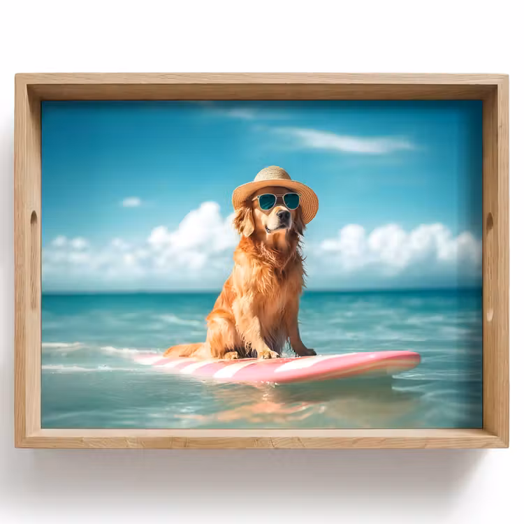 Bandeja - Agua de mar - Perro - Golden retriever - Gafas de sol — 1