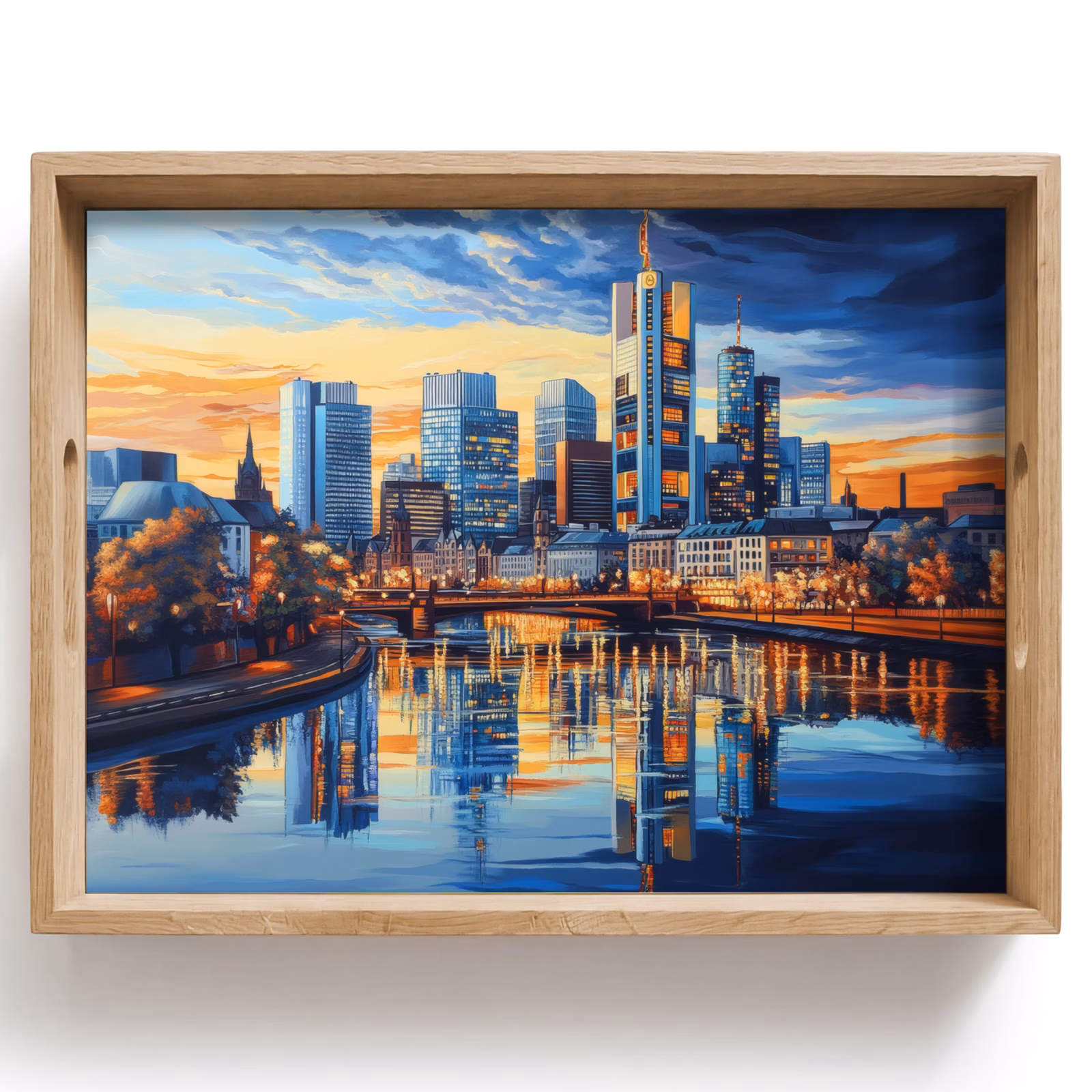 Bandeja - Puesta de sol Frankfurt - Ciudad - Skyline - Agua — 1