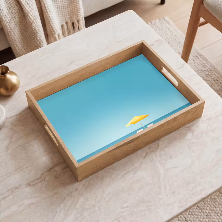 Bandeja - Playa - Cielo azul - Amarillo - Sombrilla — 2