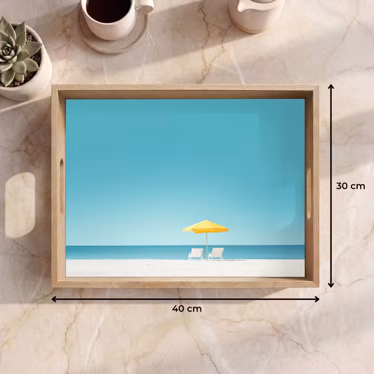 Bandeja - Playa - Cielo azul - Amarillo - Sombrilla — 7