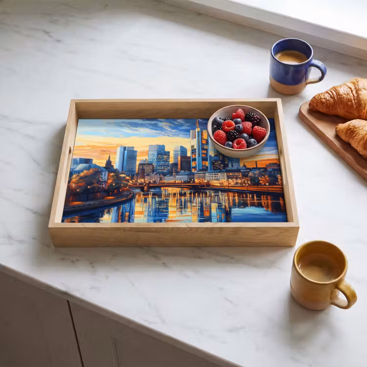 Bandeja - Puesta de sol Frankfurt - Ciudad - Skyline - Agua — 3