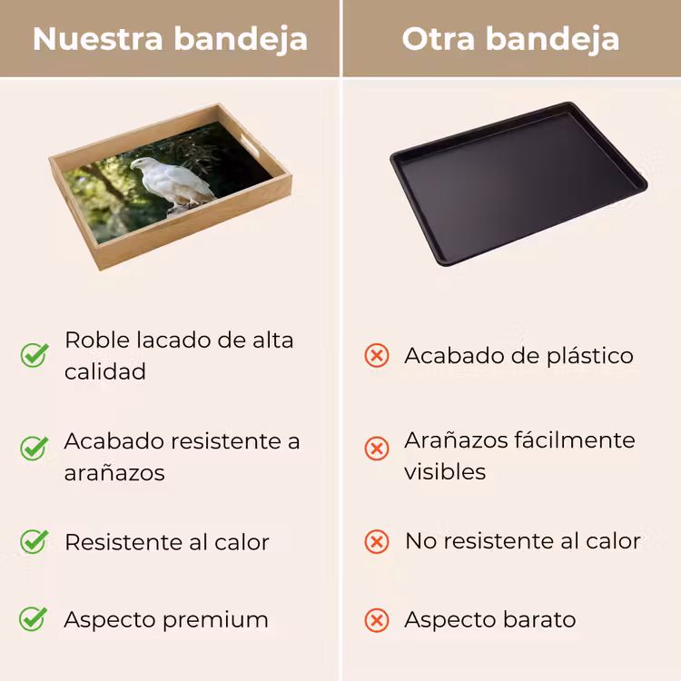 Bandeja - Águila - Madera - Blanco - Plantas — 9