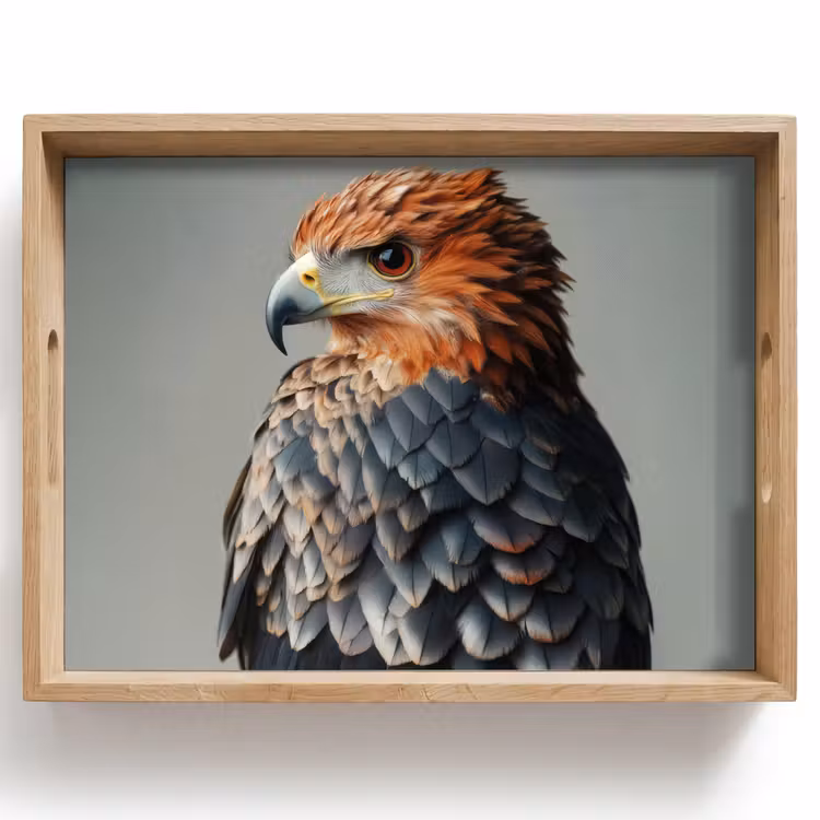 Bandeja - Pájaro - Realista - Plumas - Marrón — 1