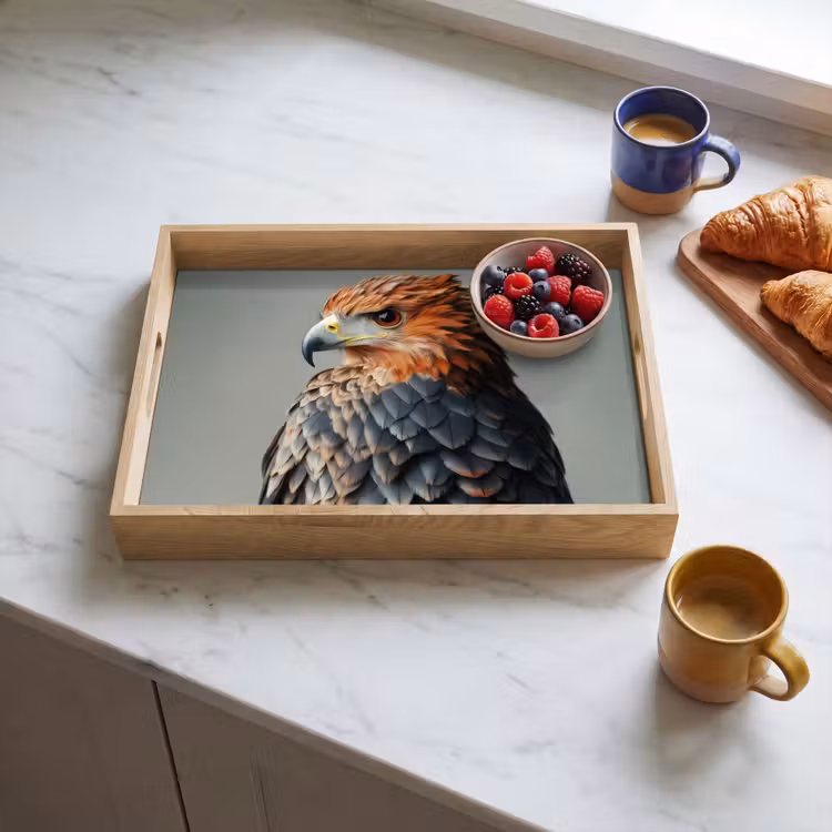 Bandeja - Pájaro - Realista - Plumas - Marrón — 3