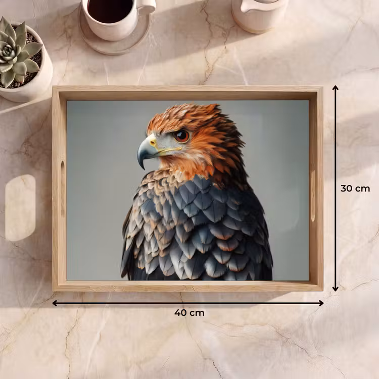 Bandeja - Pájaro - Realista - Plumas - Marrón — 7