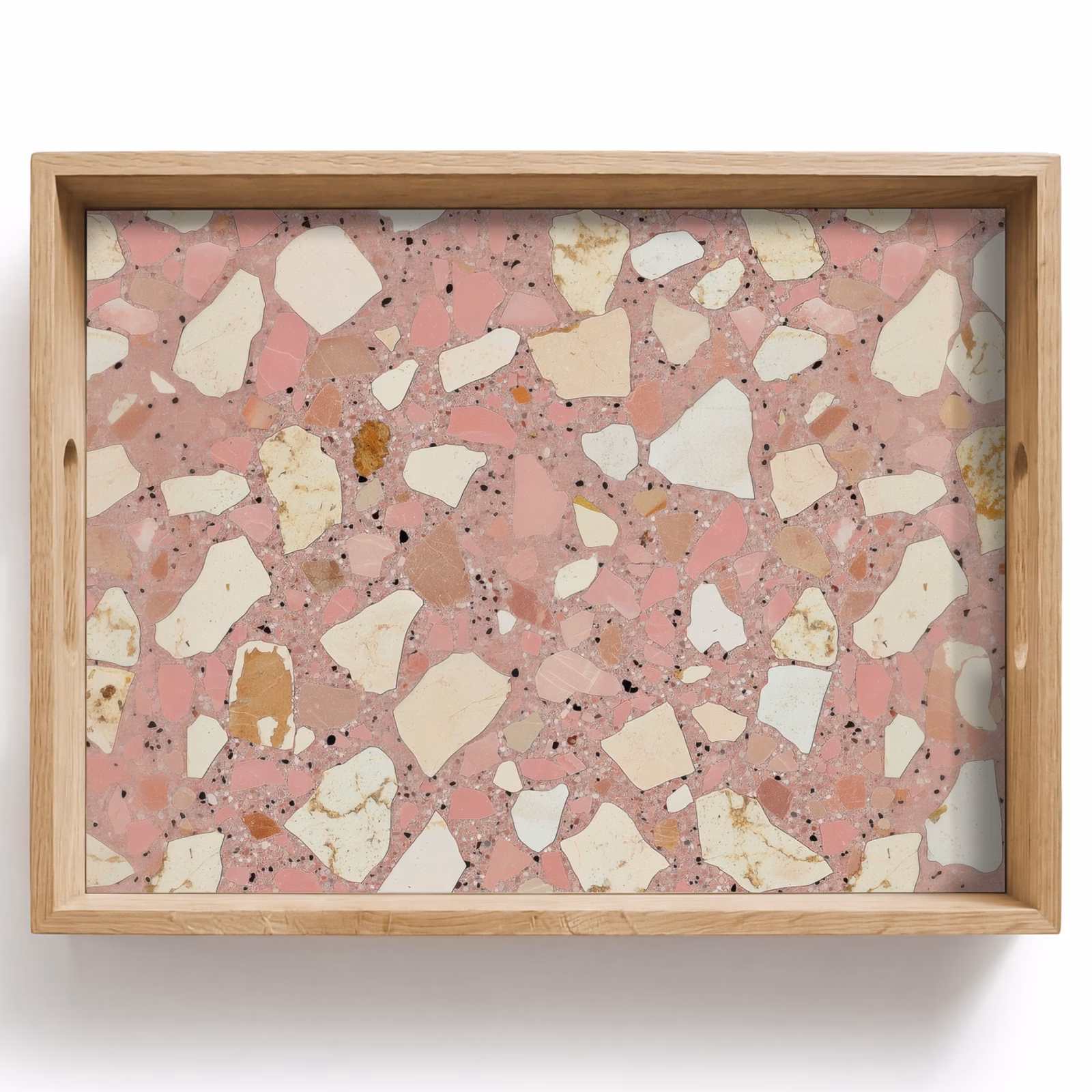 Bandeja - Rosa - Decoración - Piedras - Terrazo — 1