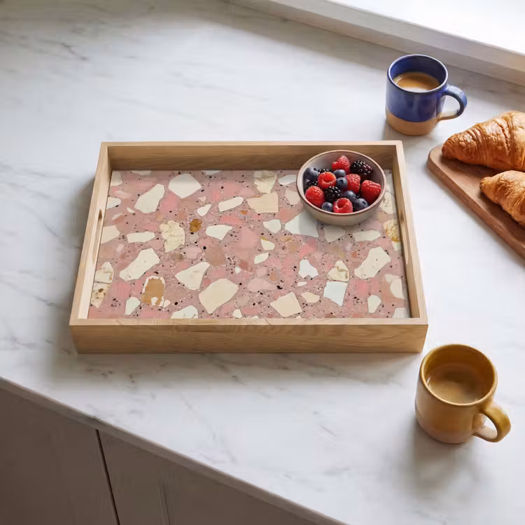 Bandeja - Rosa - Decoración - Piedras - Terrazo — 3